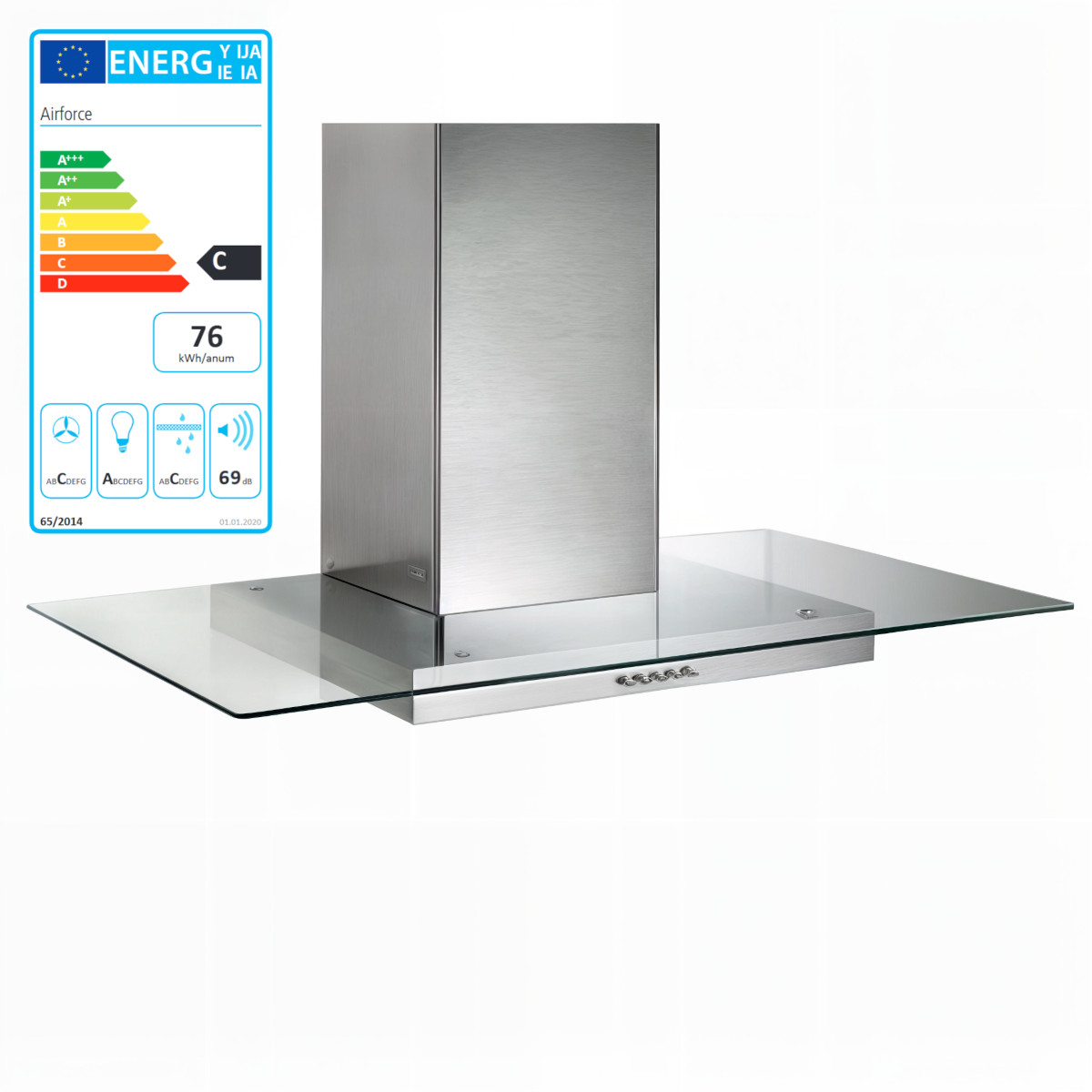 Airforce F30 90 SE Solanius Dunstabzugshaube Wandhaube Abluft Umluft Glas 90 cm