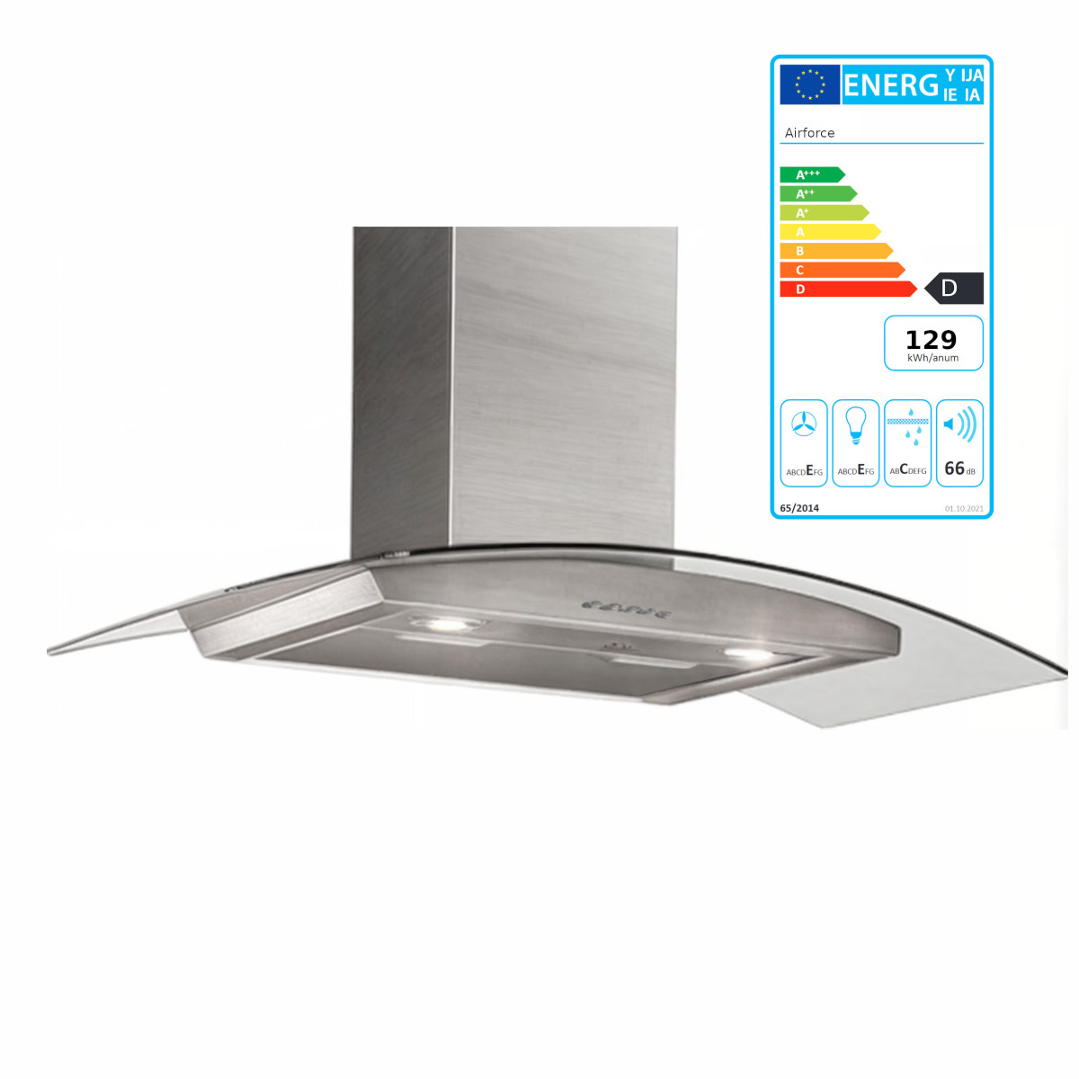 Airforce F39 90 INOX PLO Shael Wandhaube Dunstabzugshaube Edelstahl Glas 90 cm
