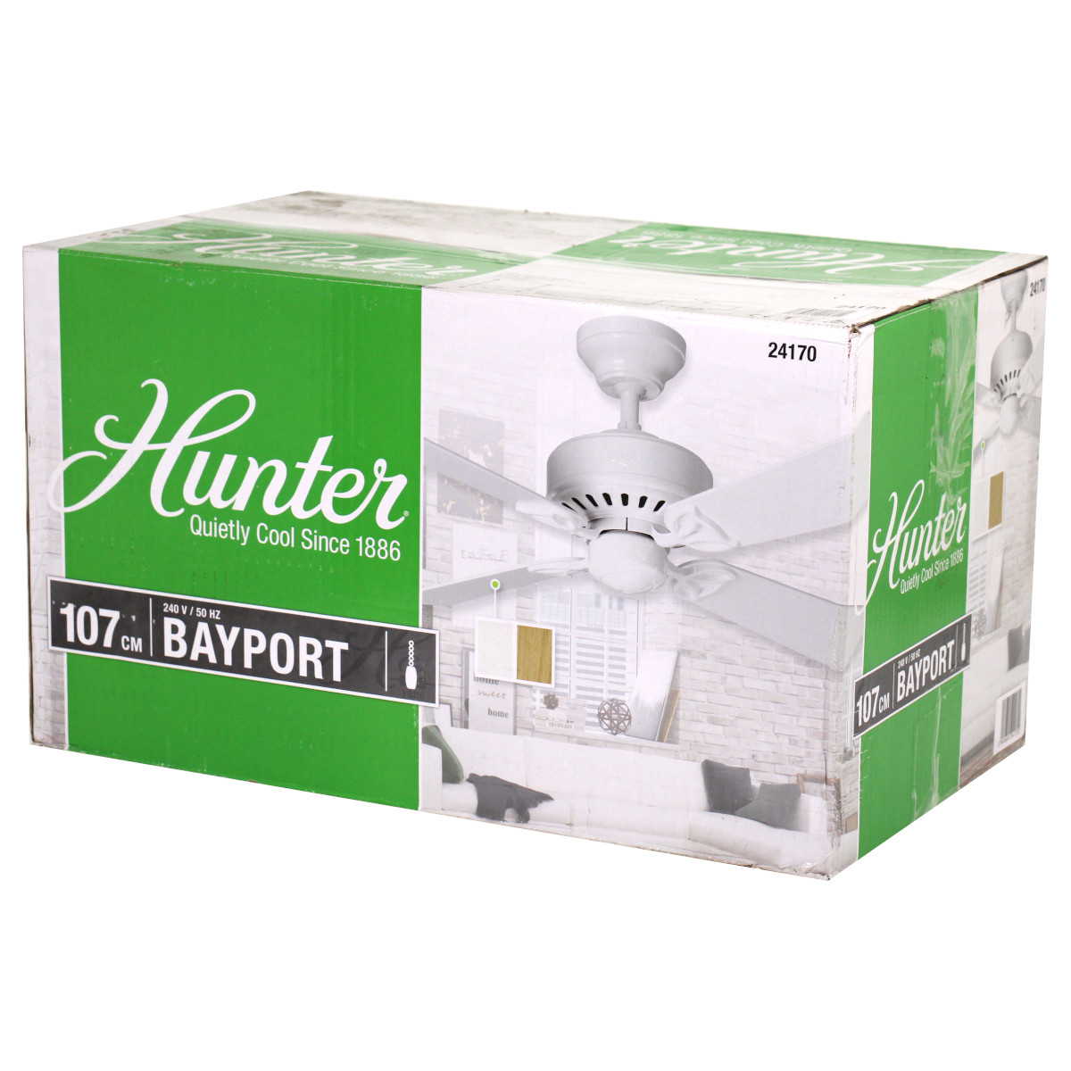 Hunter 24170 Bayport Deckenventilator Ventilator 107 cm Weiß / Eiche Hell