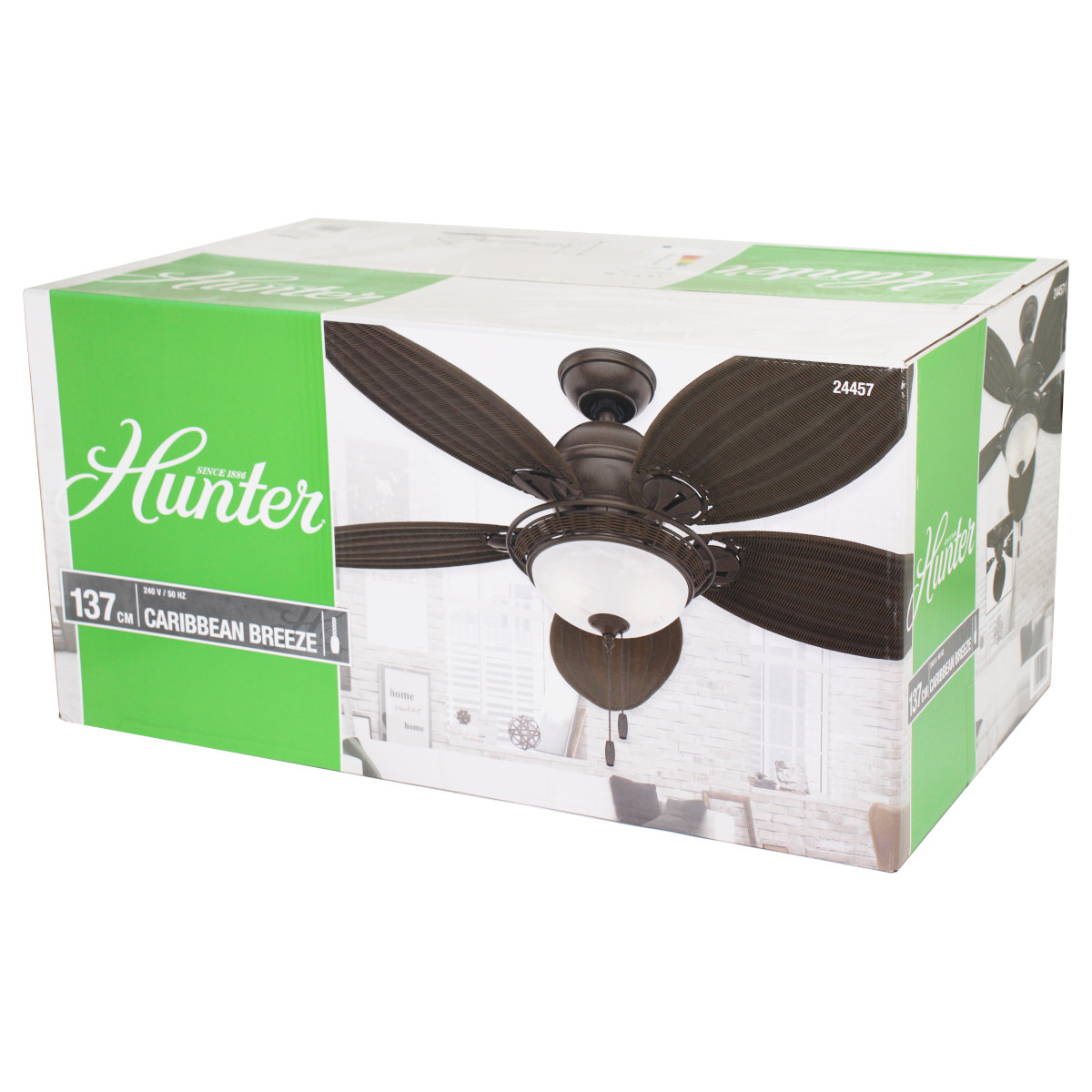 Hunter 24457 Caribbean Breeze Deckenventilator Weide Beleuchtung Zugkette 137cm