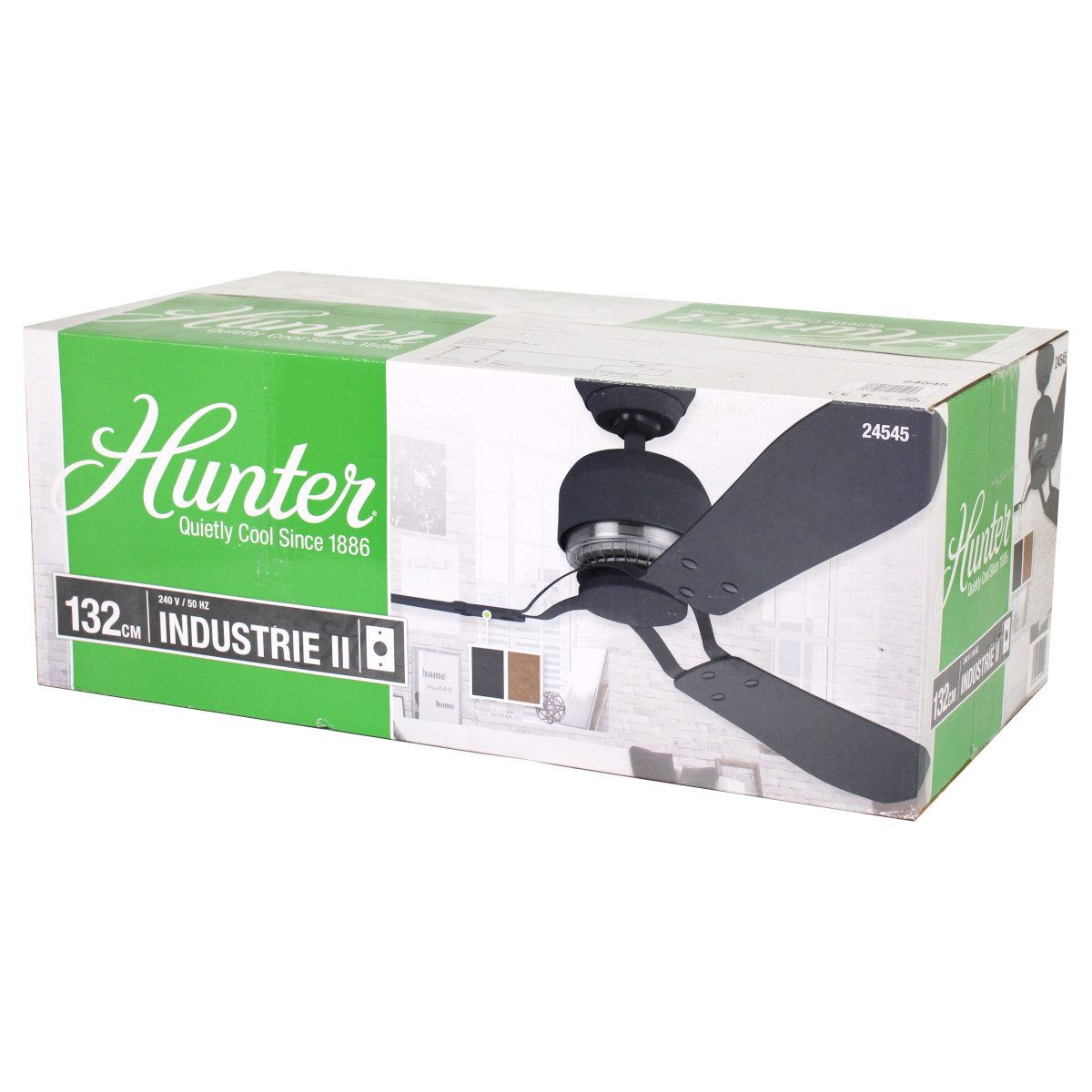 Hunter 24545 Industrie II Deckenventilator Ventilator Graphit Kastanie 132 cm