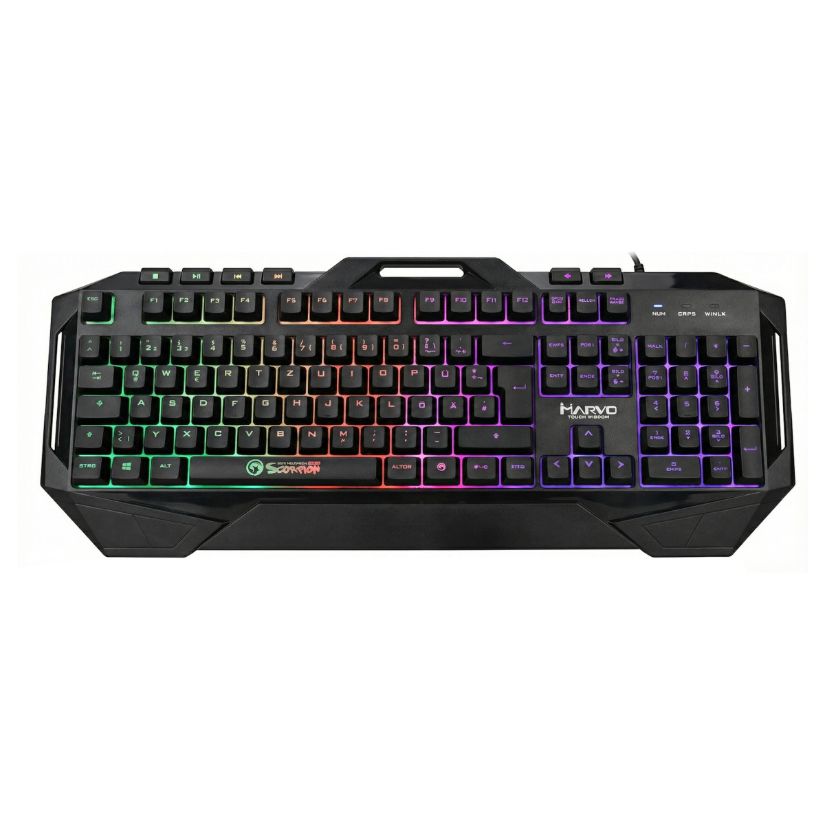 Marvo KG860 Membran Multimedia Gaming-Tastatur QWERTZ 110 Tasten RGB USB