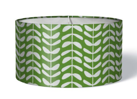 Stoff Lampenschirm weiße Ranken auf grün