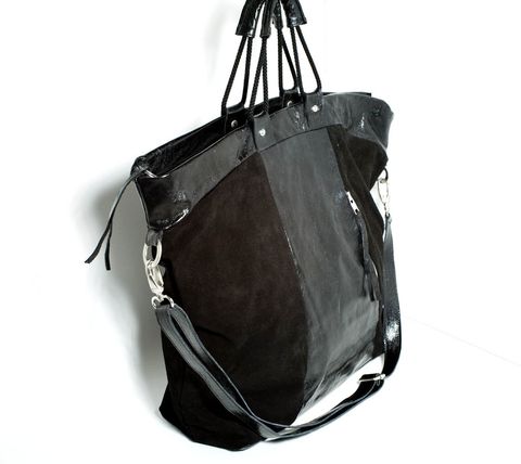 Mit Wildleder Weichem Schwarz Aus In Glattleder Henkeltasche u13TKcJlF