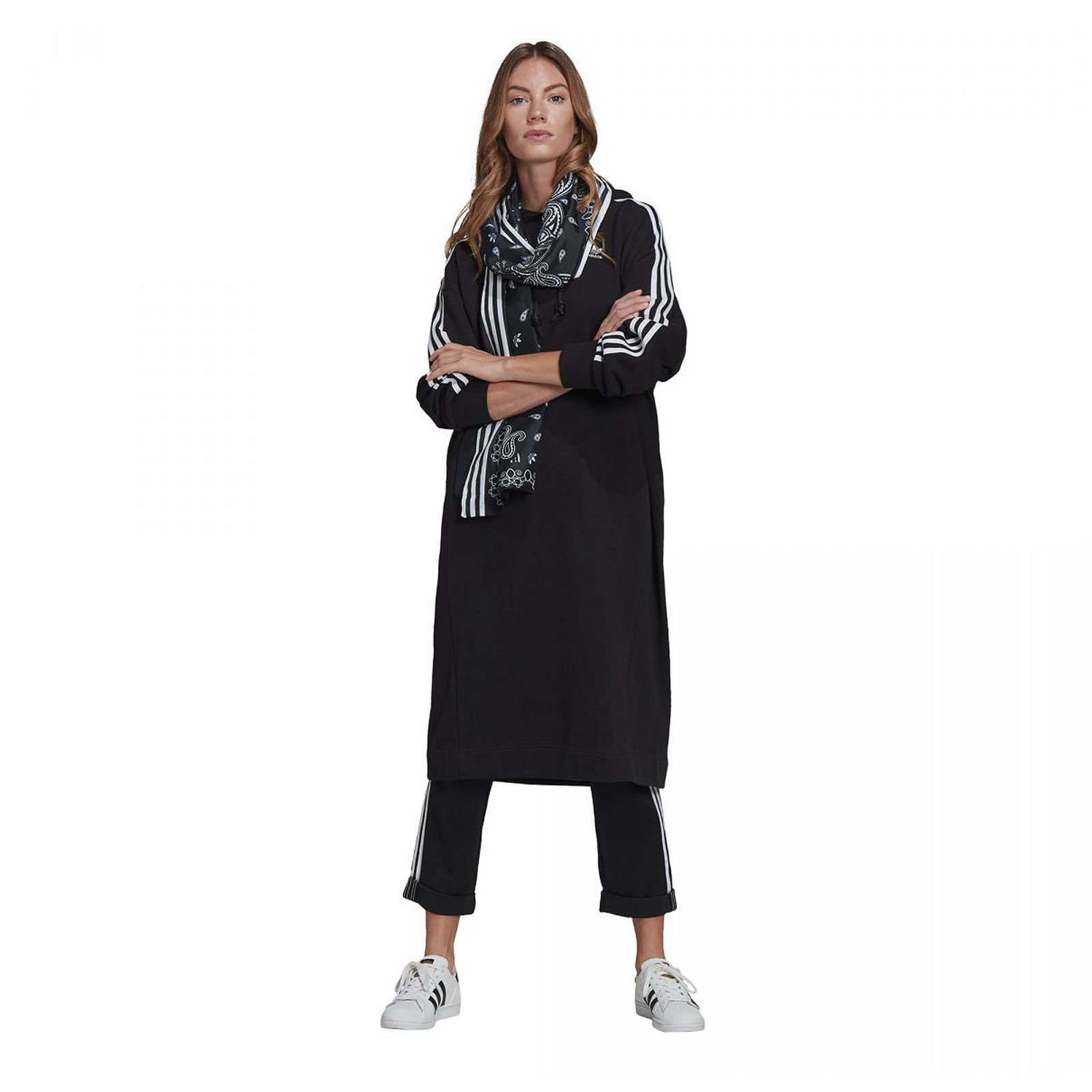 Adidas Hoodie Dress GN2782 Casual Trefoil Maxi Dress Originals