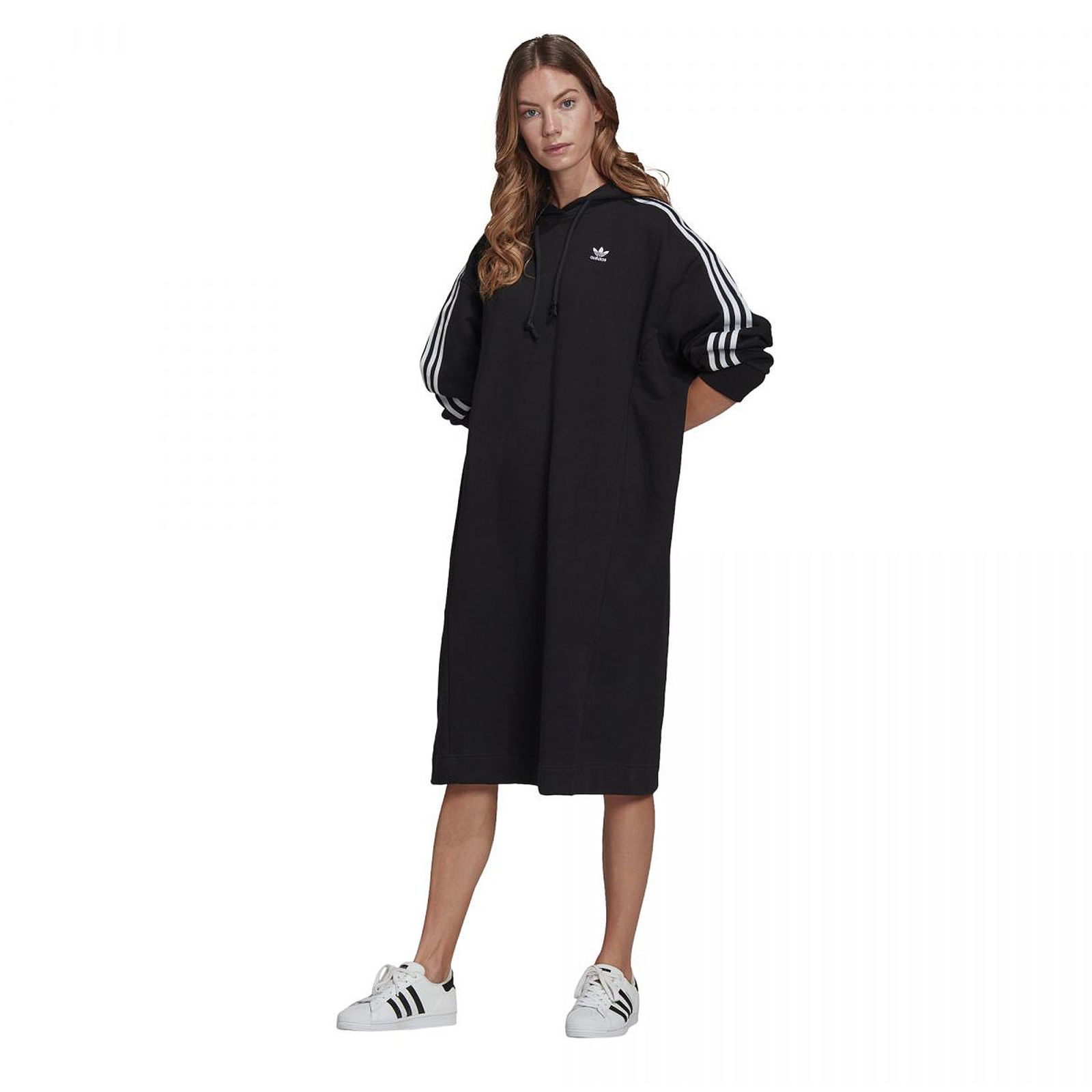 Adidas Hoodie Dress GN2782 Casual Trefoil Maxi Dress Originals
