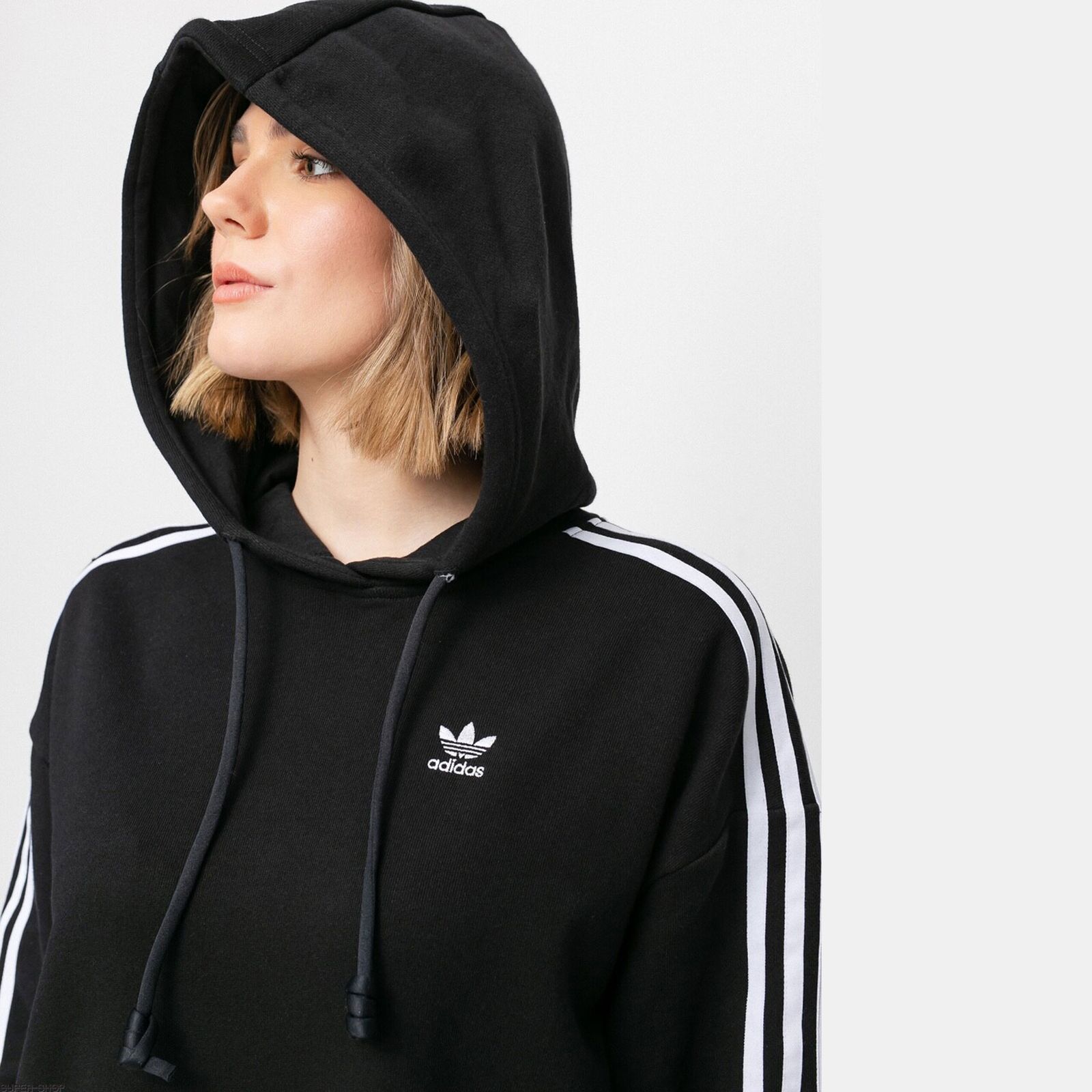 Adidas Hoodie Dress GN2782 Casual Trefoil Maxi Dress Originals Oversized Black | eBay Adidas Hoodie Dress GN2782 Casual Trefoil Maxi Dress Originals Oversized Black | eBay