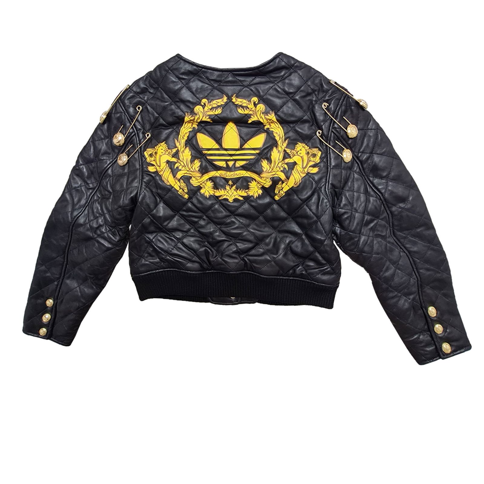Adidas Jeremy Scott Women's Quilted Leather Crop Biker Jacket
