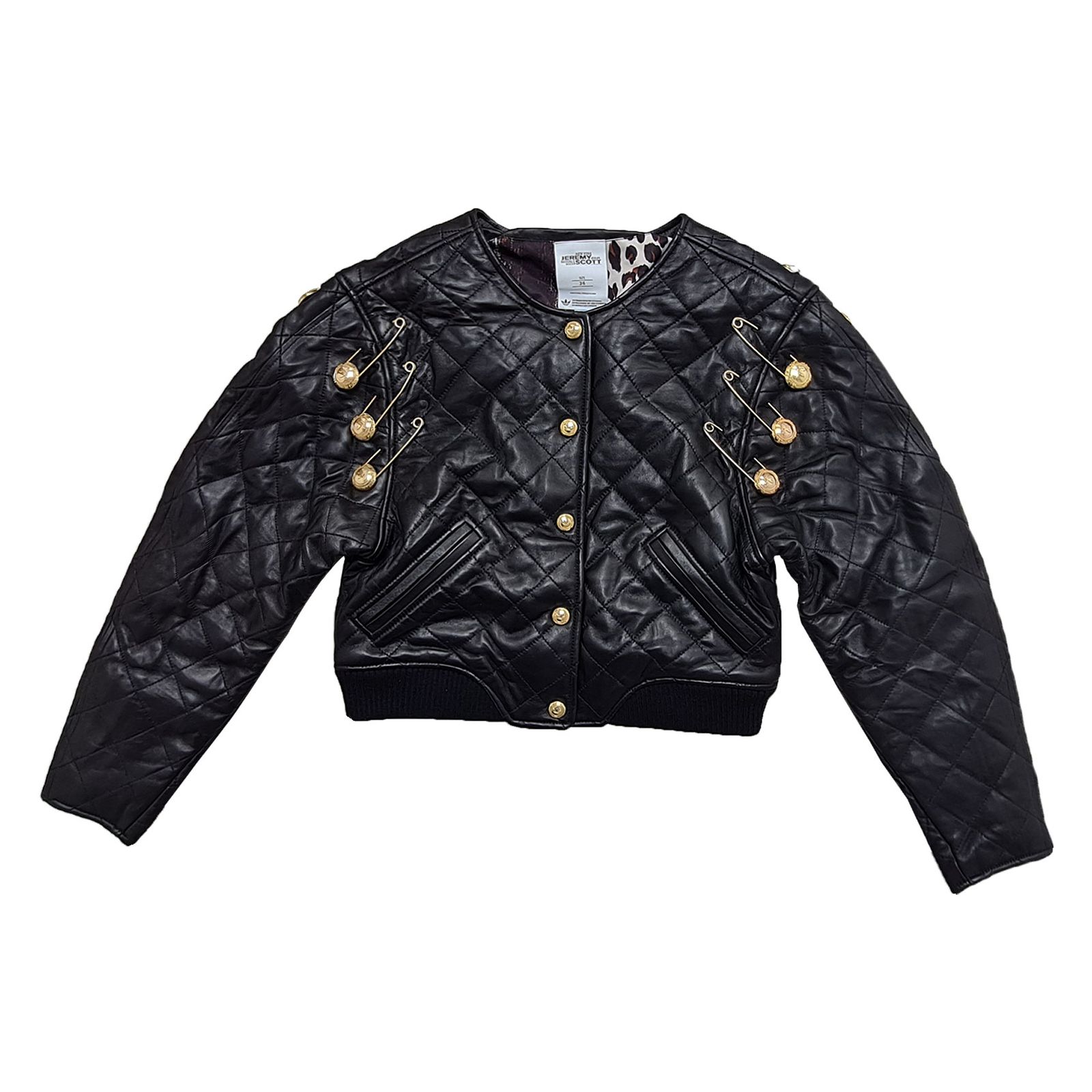 Adidas Jeremy Scott Women's Quilted Leather Crop Biker Jacket