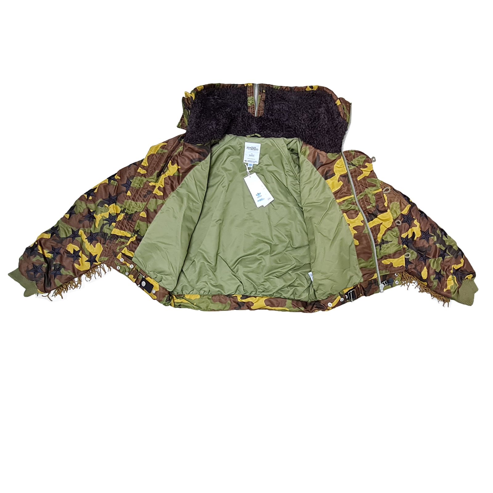 Adidas Jeremy Scott Fringe Bomber Jacket Padded Camo Jacket
