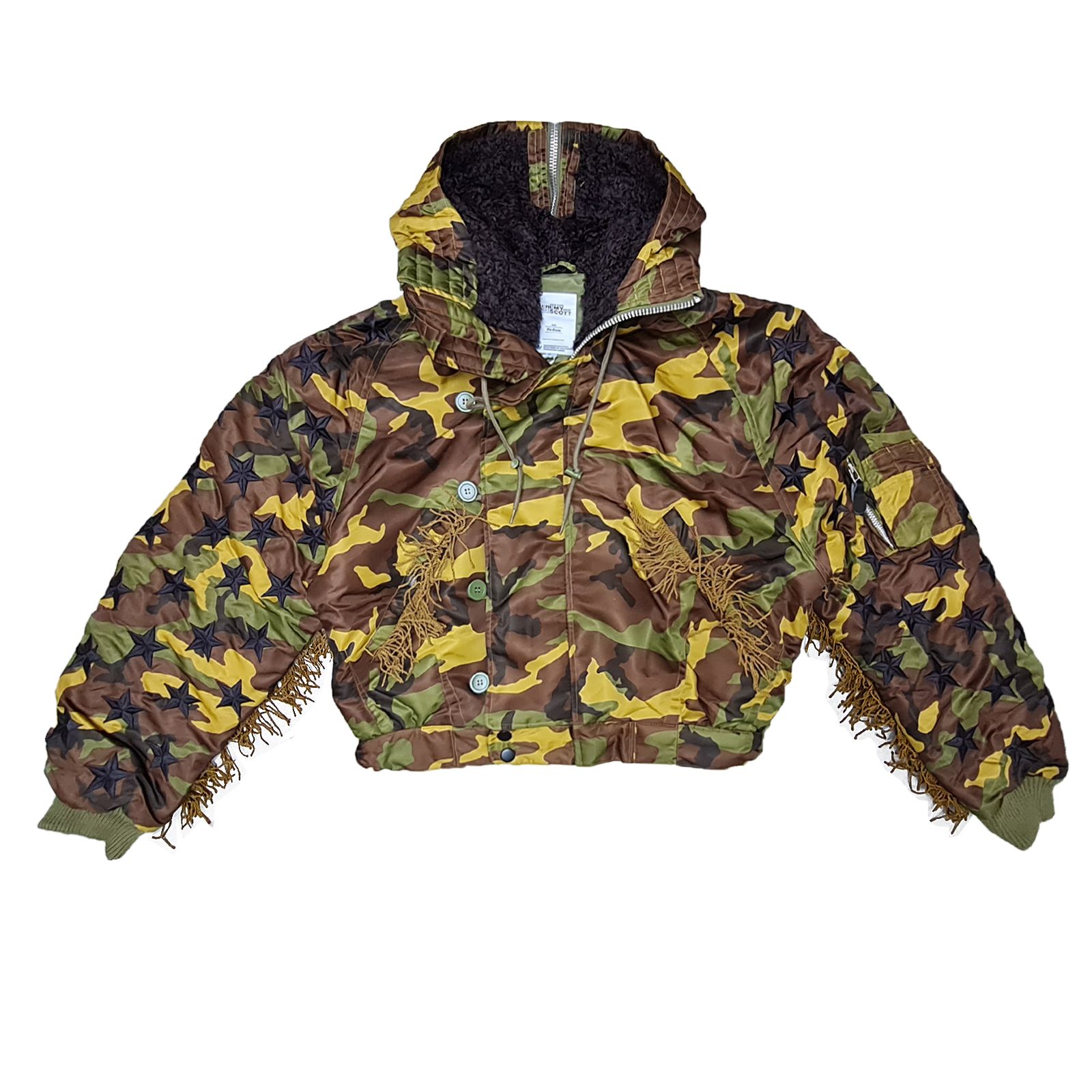 Adidas Jeremy Scott Fringe Bomber Jacket Padded Camo Jacket