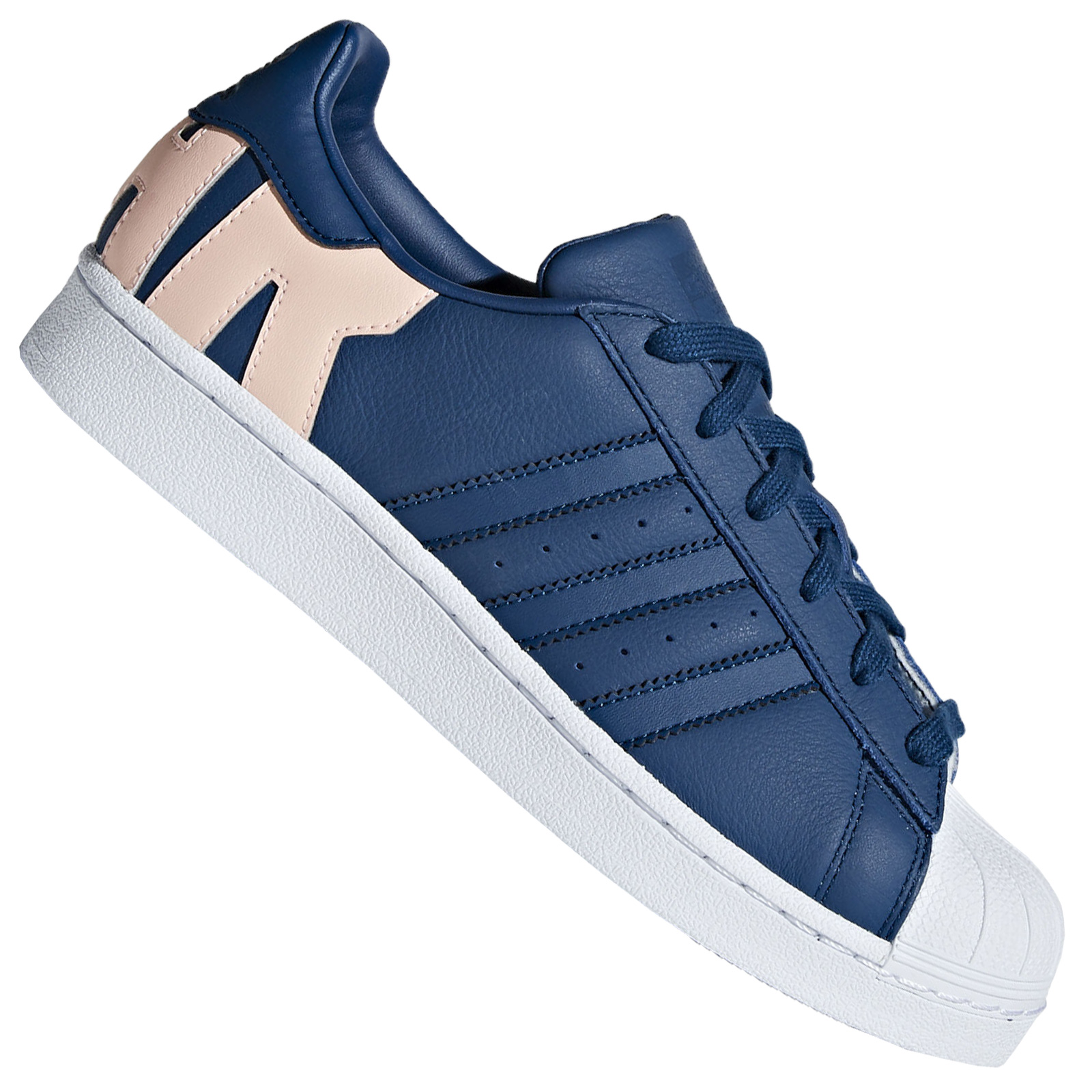 adidas Originals Superstar Damen Sneaker Turnschuhe SUPER \u0026 STAR Schriftzug  Navy | eBay