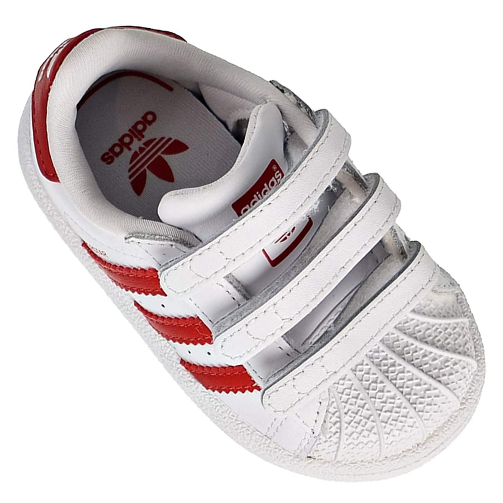 22 Mädchen Schuhe Kinder DURCHSTARTEER | Superstar adidas Sneaker Turnschuhe Weiß Rot Jungen