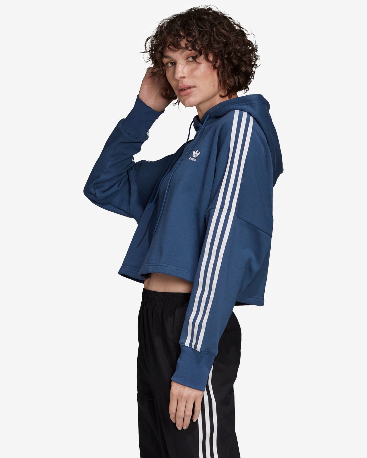 Adidas Originals Ladies Cropped Trefoil Hoodie Short Sweater