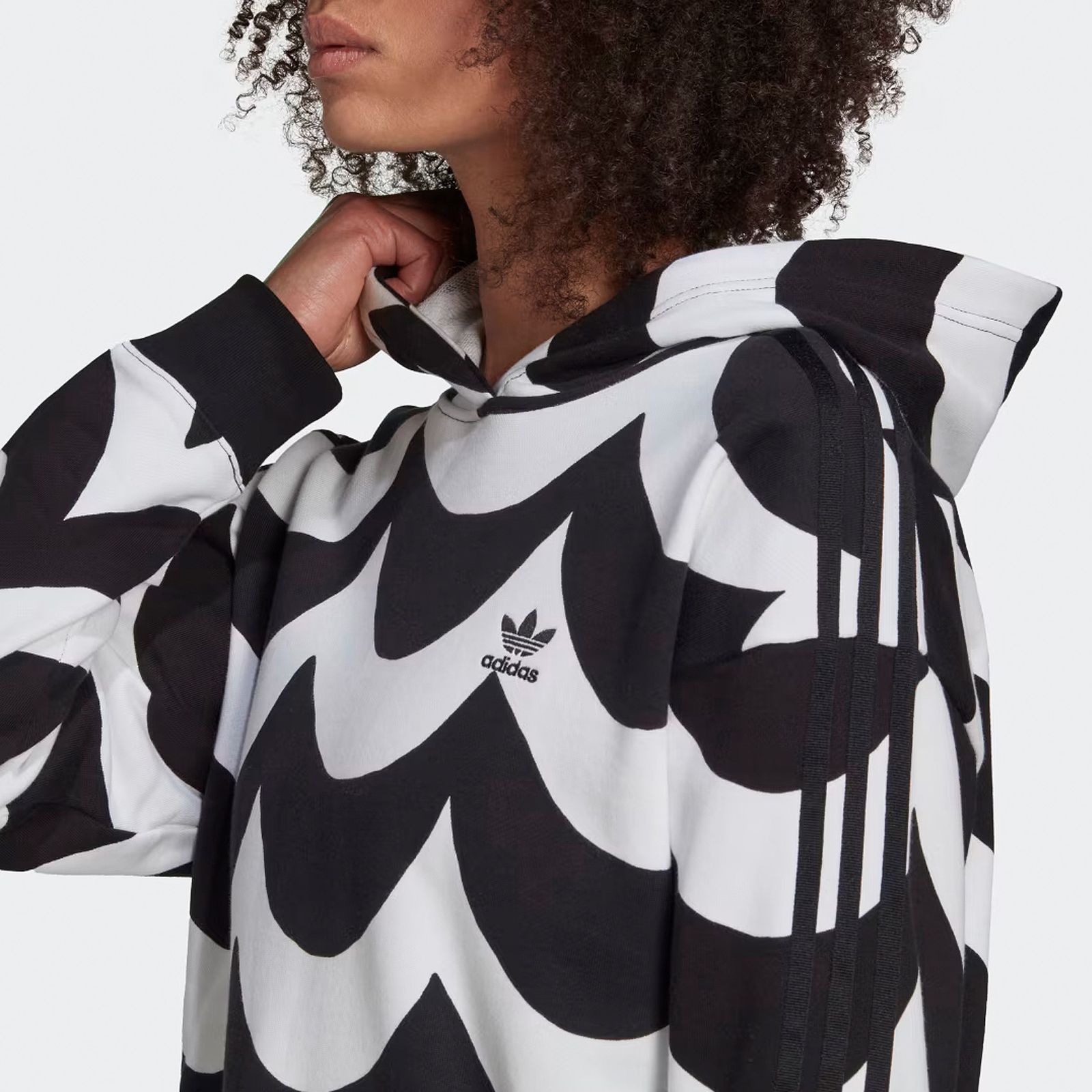 Adidas X Marimekko Wave Hoodie Oversize 3 Stripes Hooded