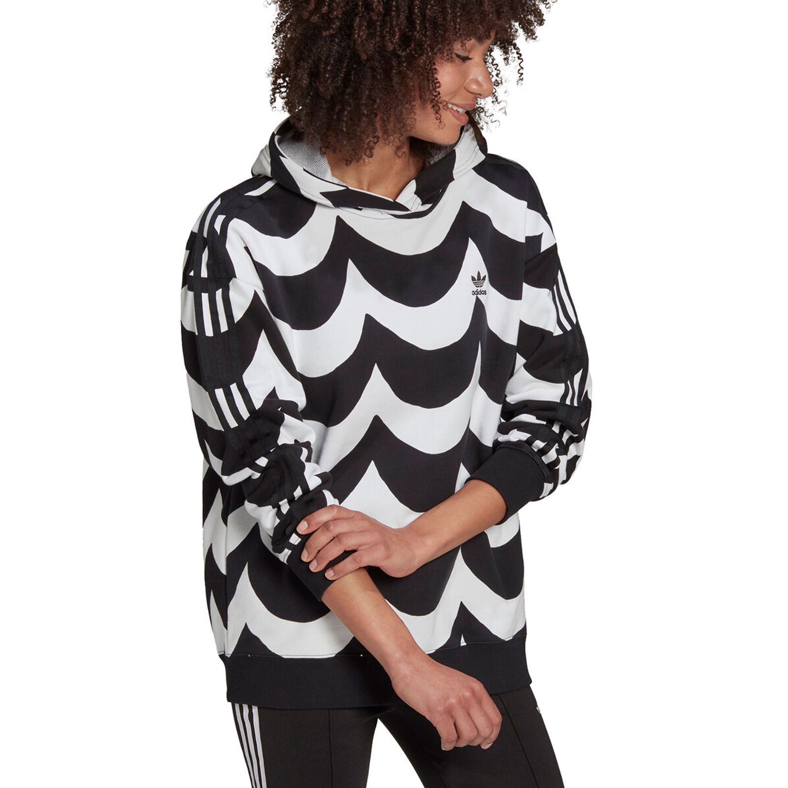 Adidas X Marimekko Wave Hoodie Oversize 3 Stripes Hooded