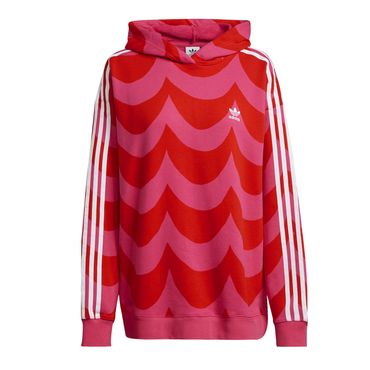 Adidas X Marimekko Wave Hoodie Oversize 3 Stripes Hoodie Pink Red