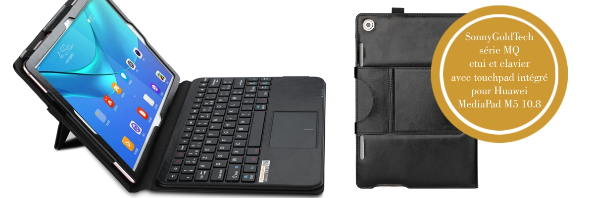     MQ pour Huawei MediaPad M5 10.8 - Etui avec clavier bluetooth, clavier français (AZERTY) pour Huawei MediaPad M5 Pro 10.8, Huawei MediaPad M5 10.8 | Housse avec clavier bluetooth, touchpad (pavé tactile) intégré en clavier | Noir