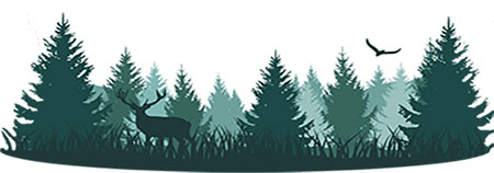 Bäume der Heimat mit Hirsch und Vogel