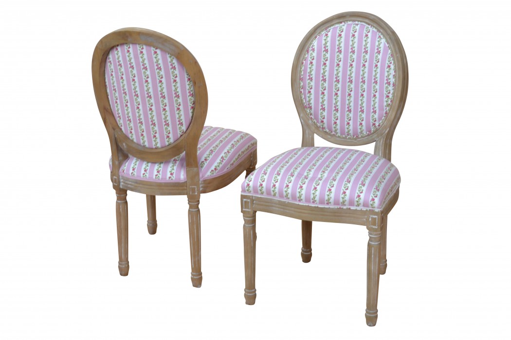 Polsterstuhl im 2er Set 086-F.8245.NROSE-2 in naturfarben lackiert mit