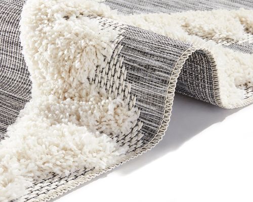 Design Vintage Handira Teppich 155 x 230 cm Tiddas Creme Grau HF-2