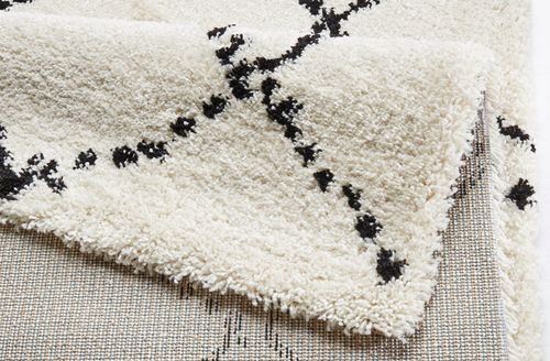 Design Velours Hochflor Teppich 160 x 230 cm Hash Creme Schwarz HF-11