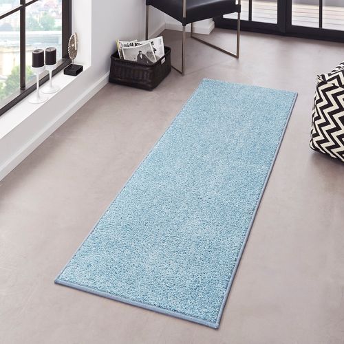 Kräuselverlours Velours Teppich 80 x 200 cm Pure Uni Blau HF-5 alt-