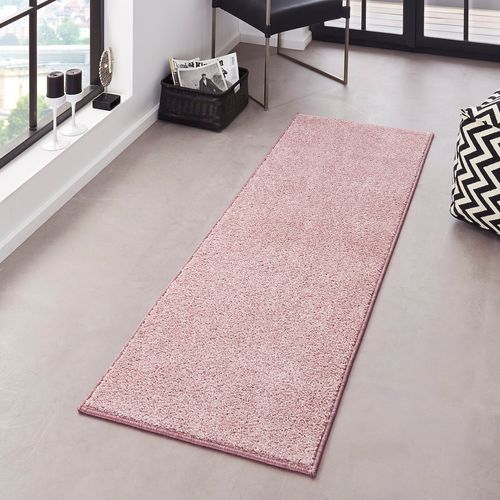 Kräuselverlours Velours Teppich 80 x 200 cm Pure Uni Rosa ...