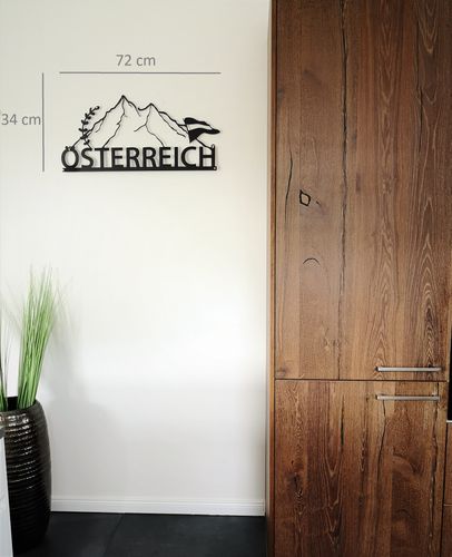 Design 3D Wandbild 34 x 72 cm Österreich Gebirge Flagge Austria Metallbild Wanddeko Archtwain Studio Design Industrie Look MD-116 alt-
