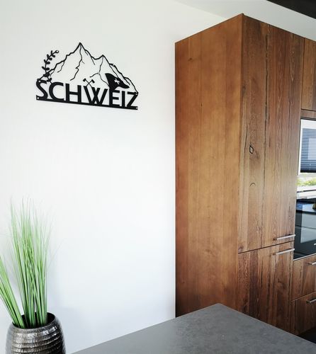 Design 3D Wandbild 34 x 65 cm Schweiz Gebirge Flagge Switzerland Metallbild Wanddeko Archtwain Studio Design Industrie Look MD-118 alt-