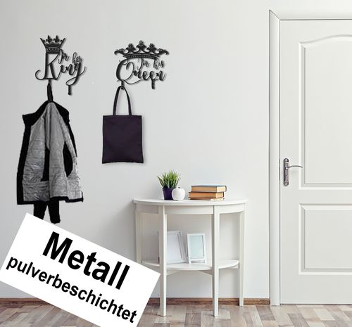 B-Ware 2er Set Design 3D Garderobe Kleiderhaken 35 x 40 cm King Queen Deko Wanddeko Archtwain Studio Design Industrie Look alt-