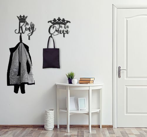 B-Ware 2er Set Design 3D Garderobe Kleiderhaken 35 x 40 cm King Queen Deko Wanddeko Archtwain Studio Design Industrie Look alt-