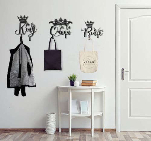 B-Ware 3er Set Design 3D Garderobe Kleiderhaken King Queen Prince Deko Wanddeko Archtwain Studio Design Industrie Look alt-