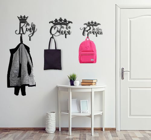 B-Ware 3er Set Design 3D Garderobe Kleiderhaken King Queen Princess Deko Wanddeko Archtwain Studio Design Industrie Look alt-