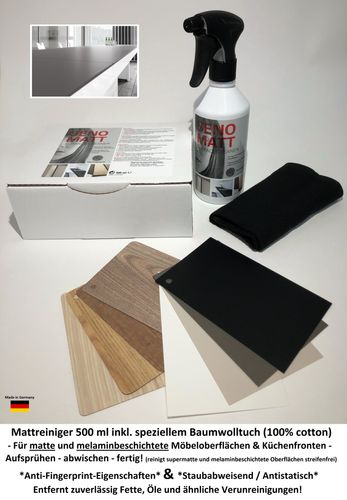 Möbelreiniger Senomatt 500ml inkl. Reinigungstuch für matte Möbeloberflächen Küchenfronten antifingerprint und antistatisch Seno matt