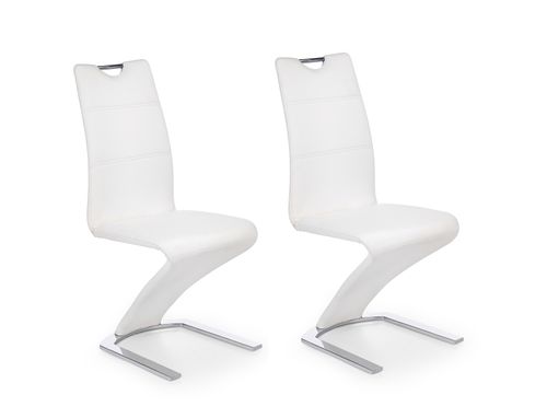 2er Set Design Esszimmerstuhl ST-1 Weiß Freischwinger Schwingstuhl Stuhl