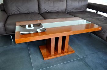 Design Couchtisch Tisch S-444 Kirschbaum Kirsche Milchglas Carl