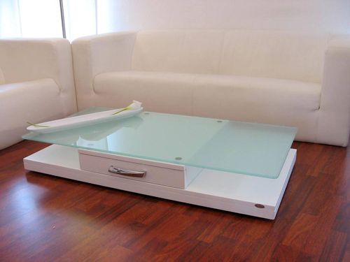 Design Couchtisch Tisch V-470 Weiß Milchglas Glas Carl Svensson