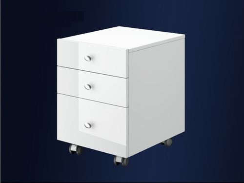 Design Rollcontainer Rollwagen Container Büroschrank HN-555 Weiß Hochglanz Home Office