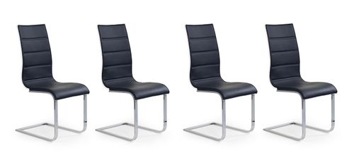 4er Set Design Esszimmerstuhl ST-888 Schwarz - Weiß glänzend Freischwinger Schwingstuhl Stuhl