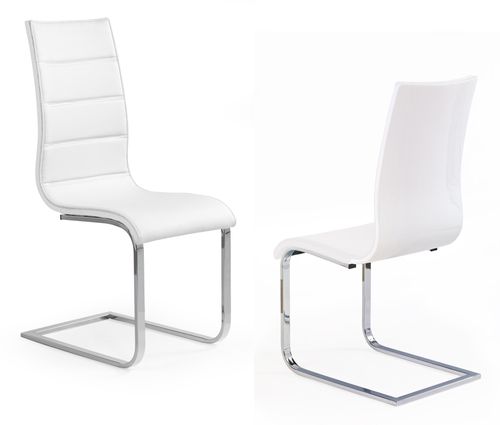 4er Set Design Esszimmerstuhl ST-888 Weiß - Weiß glänzend Freischwinger Schwingstuhl Stuhl