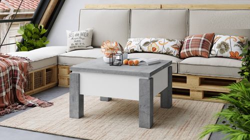 Design Couchtisch Tisch Oslo höhenverstellbar 49 / 76cm aufklappbar 80 / 160cm Esstisch