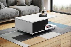 Design Couchtisch Tisch Vienna Wohnzimmertisch mit Rollen 90x60x38cm Staufach