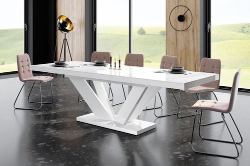 Design Esstisch Tisch HEU-111 Hochglanz ausziehbar 160 bis 256 cm alt-