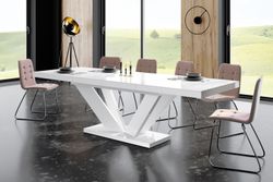 Design Esstisch Tisch HEU-111 Hochglanz ausziehbar 160 bis 256 cm