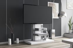TV Schrank Roma H-777nw Hochglanz 360° drehbar TV Möbel Fernsehtisch TV Rack TV Ständer LCD inkl. TV-Halterung