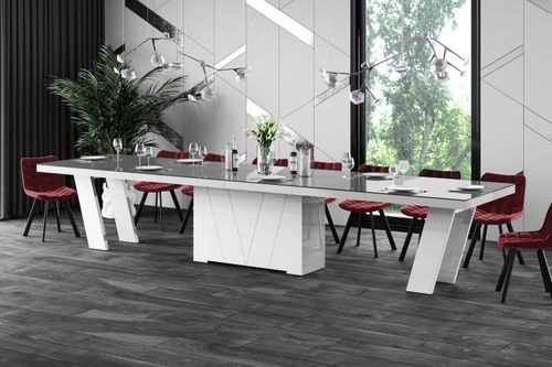 Design Esstisch Tisch HEG-111 Hochglanz XXL ausziehbar 160 bis 412 cm