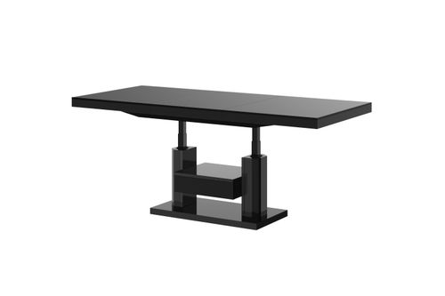 Design Couchtisch Tisch mit Schublade HM-120 Hochglanz stufenlos höhenverstellbar ausziehbar Esstisch