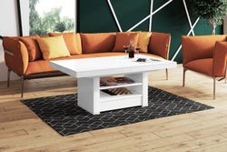 Design Couchtisch Tisch HLM-111 Hochglanz Schublade höhenverstellbar ausziehbar 