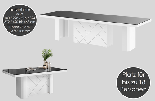 Design Esstisch Tisch HEK-111 XXL ausziehbar 180 bis 468 cm